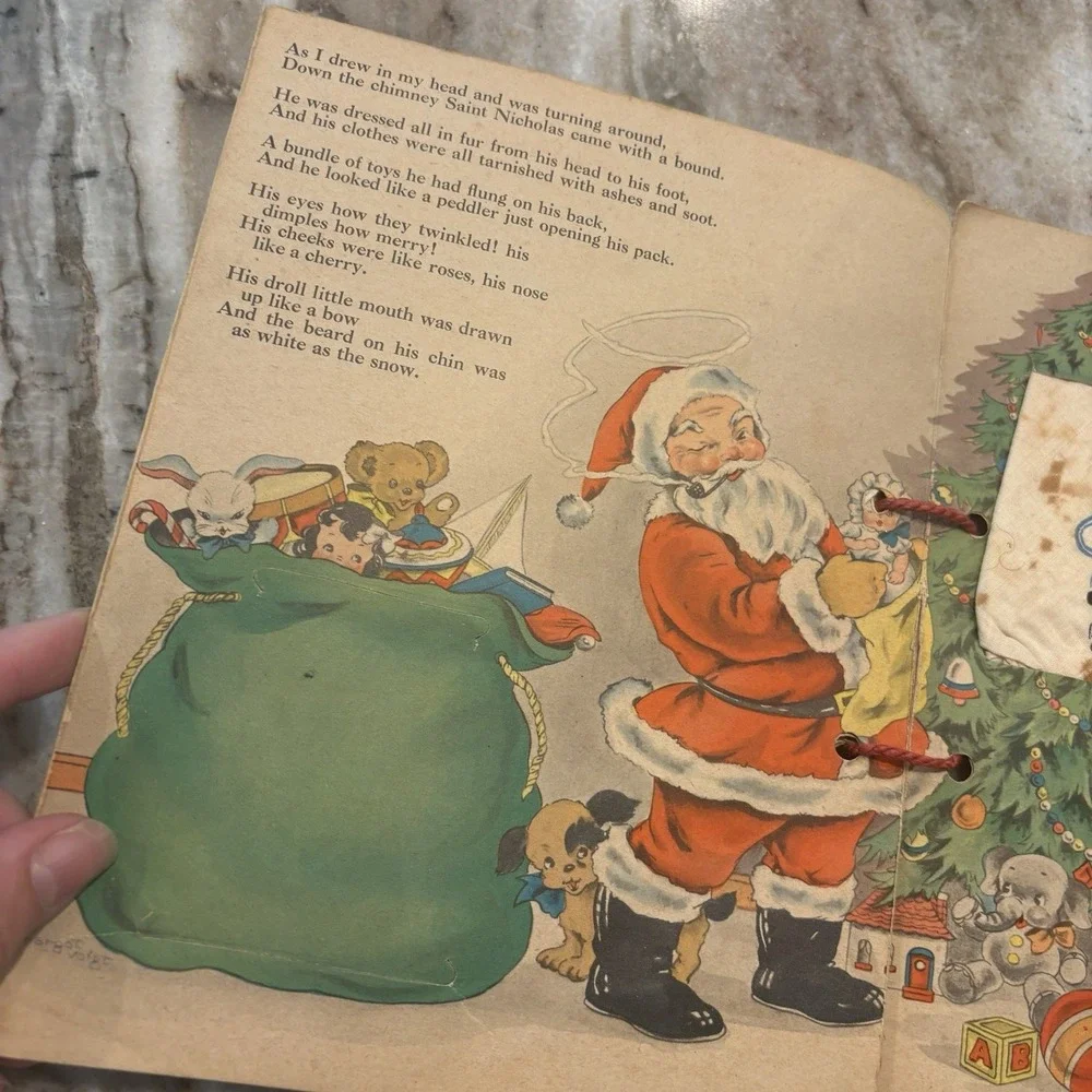 Antique Santa Claus Cover THE NIGHT BEFORE CHRISTMAS HANKIES 1941 Ephemera